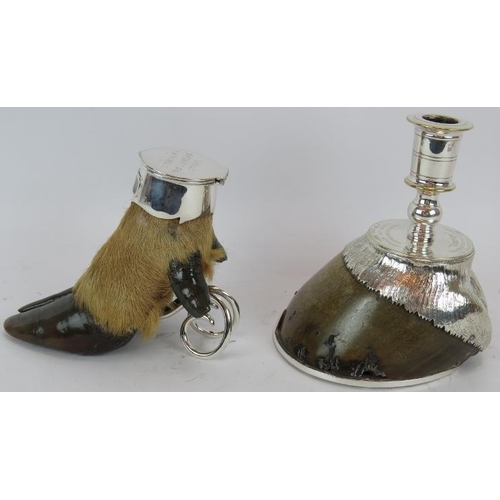 6 - A Victorian silver plated mounted horse's hoof by Rowland Ward Limited, fashioned as a candlestick a... 