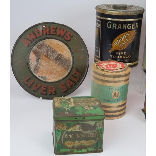 61 - A mixed lot of mainly advertising collectables and tins including an Andrews Liver Salts mirror, ful... 