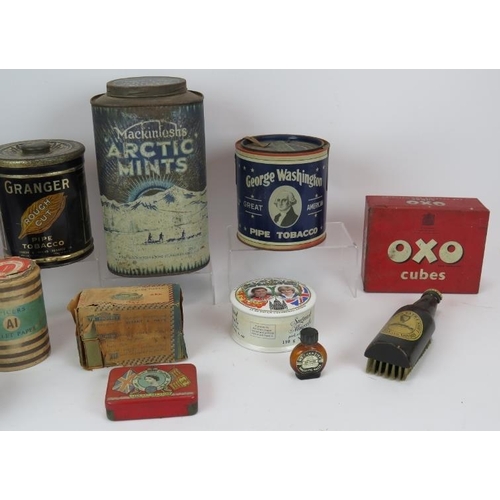 61 - A mixed lot of mainly advertising collectables and tins including an Andrews Liver Salts mirror, ful... 