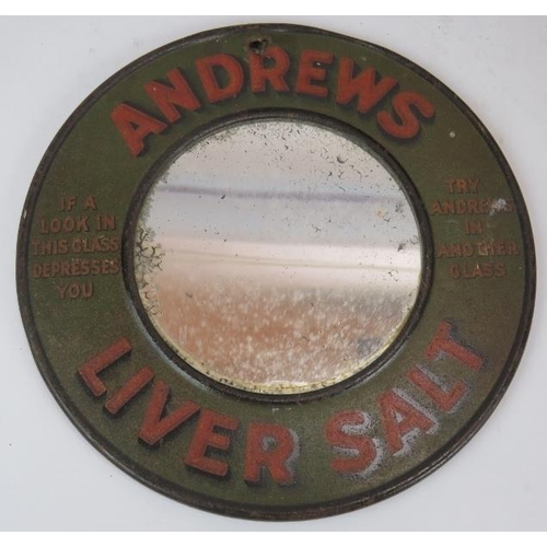 61 - A mixed lot of mainly advertising collectables and tins including an Andrews Liver Salts mirror, ful... 