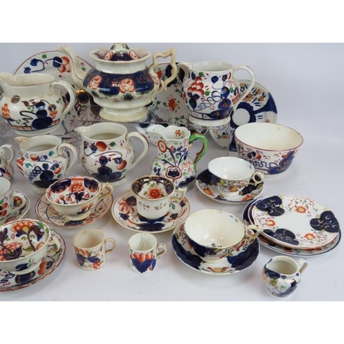 68 - A quantity of 19th Century Welsh gaudy ware, including teapot, jugs, plates, cups & saucers and mugs... 