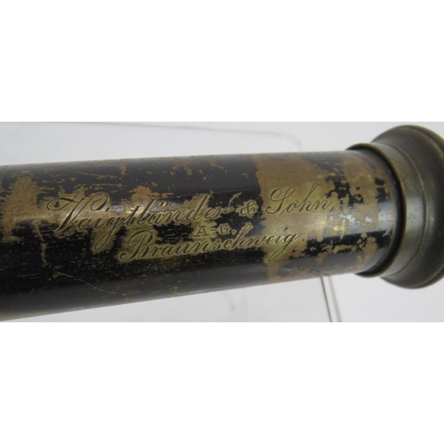 70 - A 19th Century Voigtlander & Sohne four draw brass telescope retailed by Callaghan & Co. New Bond St... 