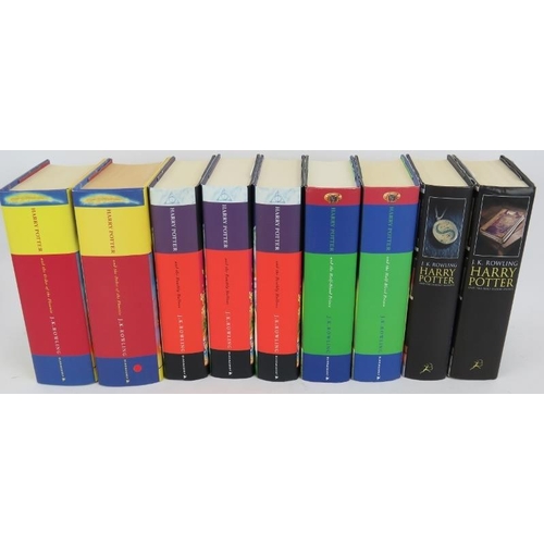 77 - Nine Harry Potter hardback first editions with dust jackets, including Order of the Phoenix, The dea... 