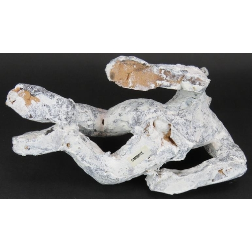 80 - Reclining female nude sculpture by Christopher Marvel (B.1964), whitewashed ceramic. Length: 20cm. H... 