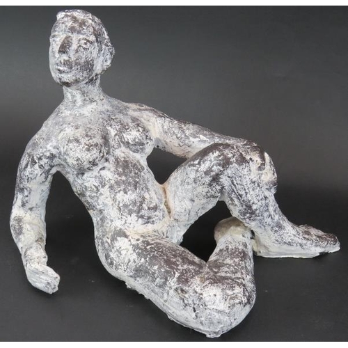 81 - Reclining female nude sculpture by Christopher Marvel (B.1964), white washed ceramic. Height: 21.5cm... 