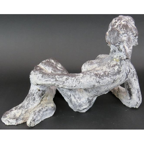 81 - Reclining female nude sculpture by Christopher Marvel (B.1964), white washed ceramic. Height: 21.5cm... 