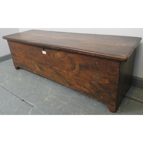 743 - An 18th century elm coffer, with internal candle box, on bracket feet. 
Condition report: The letter... 