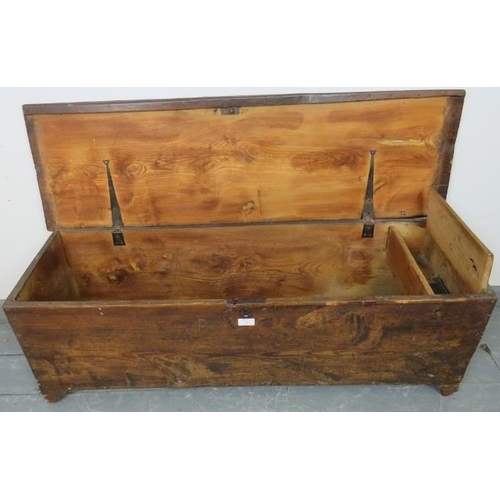 743 - An 18th century elm coffer, with internal candle box, on bracket feet. 
Condition report: The letter... 