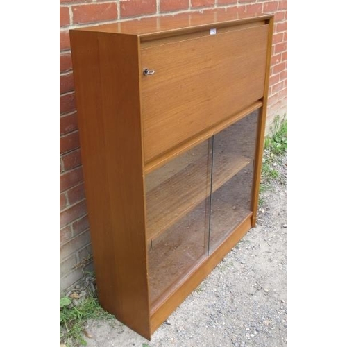 805 - A mid-century teak bureau bookcase by Herbert E Gibbs, the fall front bureau section with fitted int... 