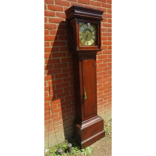 819 - A 19th century 30 hour oak cased longcase clock by Thomas Wilmshurst of Deal, the dial with silvered... 