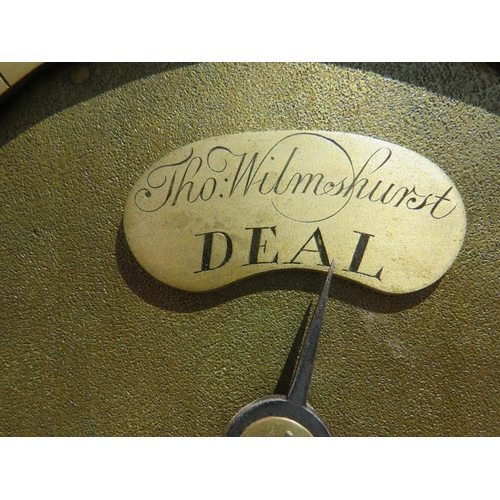 819 - A 19th century 30 hour oak cased longcase clock by Thomas Wilmshurst of Deal, the dial with silvered... 