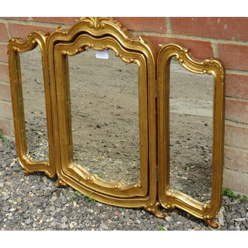 848 - A vintage giltwood framed triptych table top swing vanity mirror. 
Condition report: No issues. 
H49... 