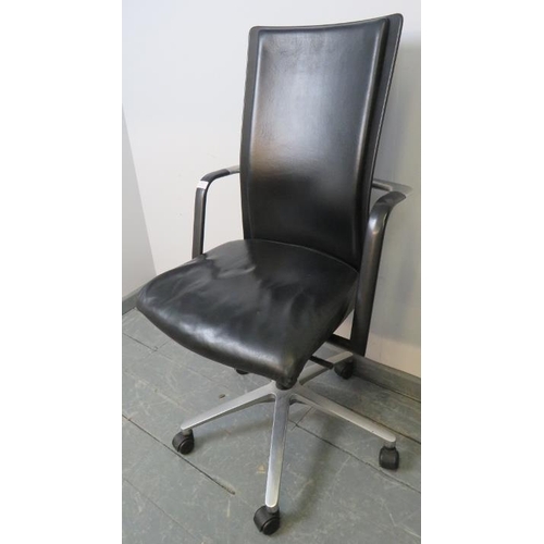 867 - A contemporary Danish swivel and reclining office chair by Fritz Hansen with gas strut height adjust... 