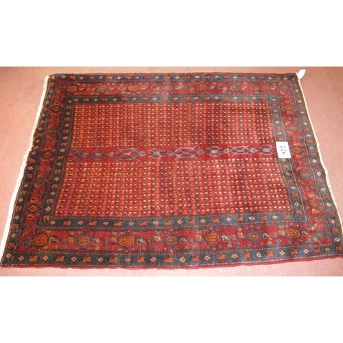 922 - A Senneh rug central panel of small repeated design with a large central blue line pattern. Good con... 