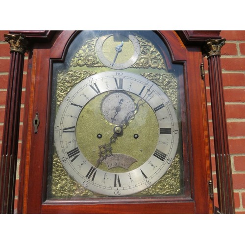 718 - A fine 18th century flame mahogany eight day striking longcase clock by James Scholefield of London,... 