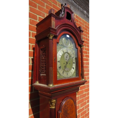 718 - A fine 18th century flame mahogany eight day striking longcase clock by James Scholefield of London,... 