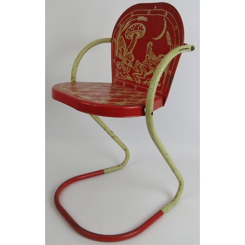 837 - Five 1950s Mobo stacking child's chairs with cream and red finish. Height 55cm. (5).
Condition repor... 