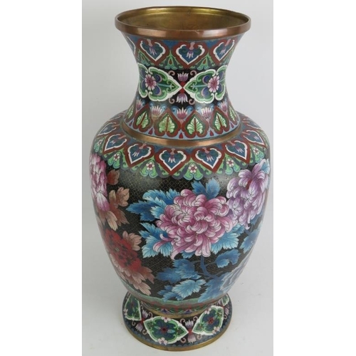 103 - A large Asian cloisonné vase of baluster form decorated with chrysanthemums and birds, 20th century.... 