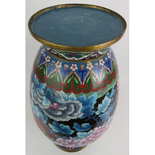 103 - A large Asian cloisonné vase of baluster form decorated with chrysanthemums and birds, 20th century.... 