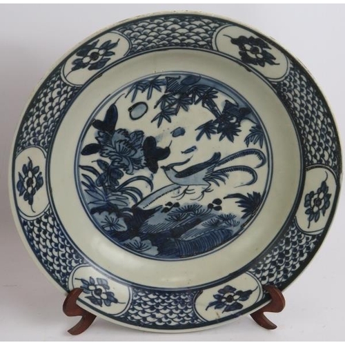 108 - A pair of antique Chinese porcelain blue and white dishes, 29.5cm diameter. (2).
Condition report: B... 