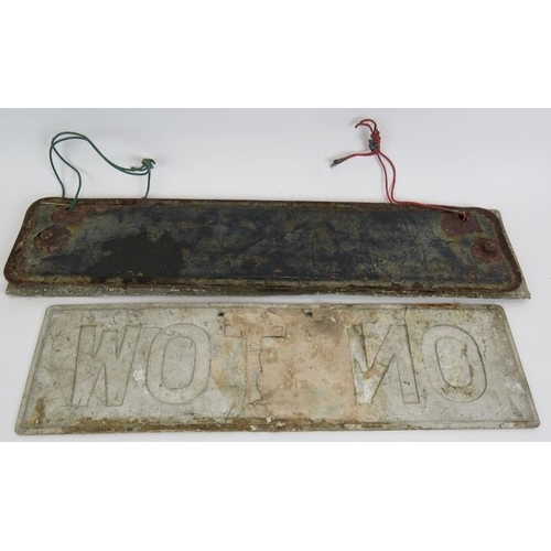 11 - A vintage pressed aluminium car number plate 1826 MY and a similar 'on tow' plate. (2).
Condition re... 