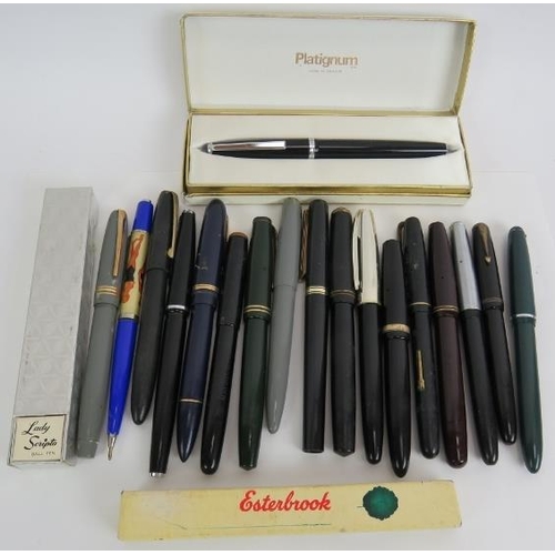 115B - A collection of vintage fountain pens including Platignum, Stephens Delarue, Parker Victory, Osmirod... 