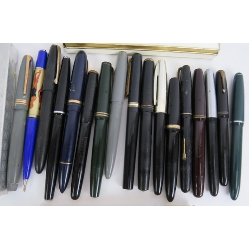 115B - A collection of vintage fountain pens including Platignum, Stephens Delarue, Parker Victory, Osmirod... 