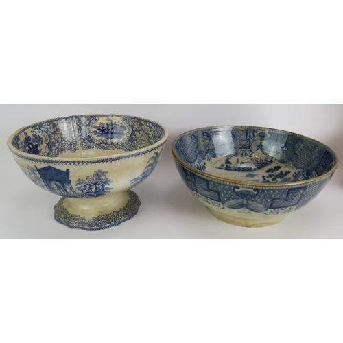 138 - An 18th century Chinese porcelain armorial bowl, two early 19th century blue and white bowls and a p... 