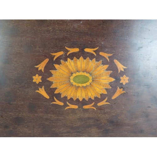 145 - A late 19th century inlaid mahogany gallery tray with scrollate brass handles. 60cm x 40cm. 
Conditi... 