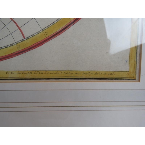 15 - A 1755 Phillipe Bauche/Guillaume De'Lisle Mappemonde a L'Usage du Roy world map. Hand tinted engravi... 