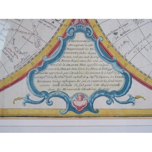 15 - A 1755 Phillipe Bauche/Guillaume De'Lisle Mappemonde a L'Usage du Roy world map. Hand tinted engravi... 