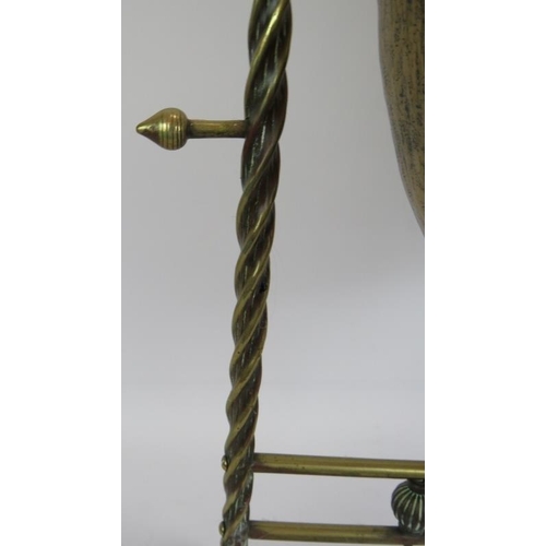 159 - A large antique bass gong on barley twist stand. Height 76cm. Gong diameter 40cm.
Condition report: ... 