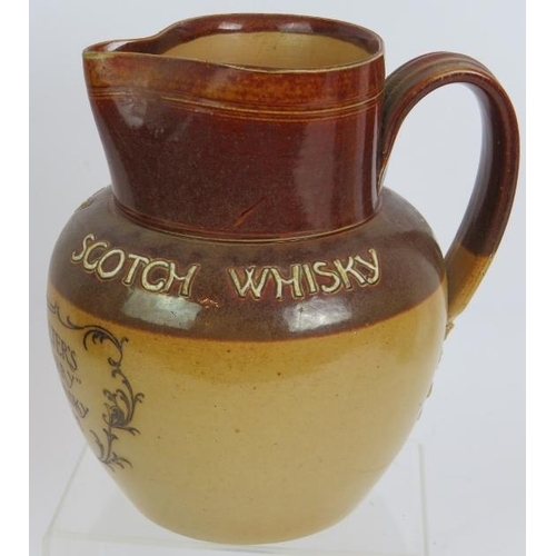 163 - A rare Doulton Lambeth stoneware jug for John Coulter's Great Harry Scotch Whisky Chatham, a stonewa... 