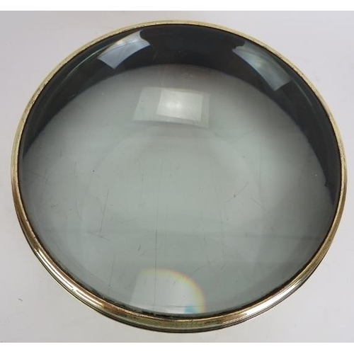 170 - A large 19th century brass cased magnifying lens, diameter 24cm, height 10cm.
Condition report: Some... 