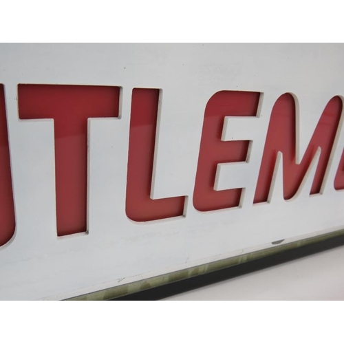 172 - A vintage 'Gentlemen' light box sign probably from a barber shop, with lazer cut Lucite lettering on... 