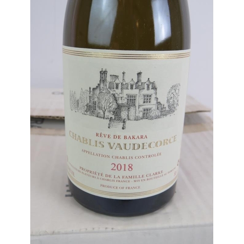 201 - Six bottles of Chablis Vaudecorce 2018, Reve De Bakara, 50ck 12.5% vol.
Condition report: No issues,... 