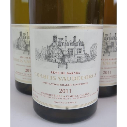 202 - Three bottles of Chablis Vaudecorce 2011, Reve De Bakara 75cl 12.5% vol and three bottles of 2004, 7... 