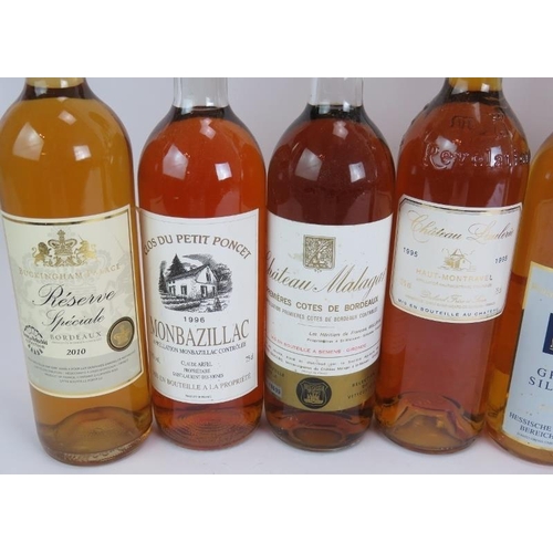 206 - Ten bottles of French dessert wine including Sauternes, Bandol, Muscat De Rivesaltes, Bordeaux, Monb... 