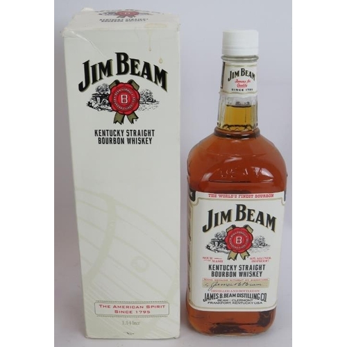 214 - A boxed set of 6 classic Scottish malt whisky miniatures (50ml), a litre bottle of Jim Bean Kentucky... 