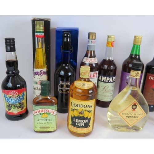 216 - 15 mixed bottles of liqueurs spirits and drinks including Pernod, Schnapps, Grappa, Sherry, Gin, Gal... 