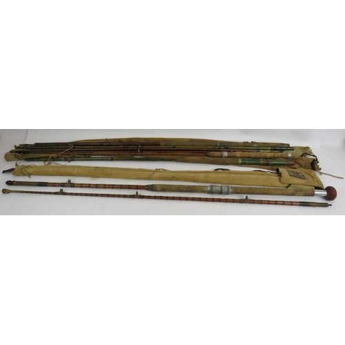 221 - A vintage Hardy Bros Ltd 2 piece cane fishing rod No B16689 with cloth bag, length 220cm. Plus a qua... 