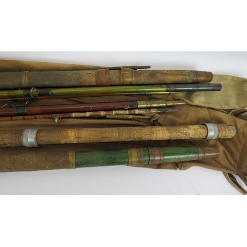 221 - A vintage Hardy Bros Ltd 2 piece cane fishing rod No B16689 with cloth bag, length 220cm. Plus a qua... 