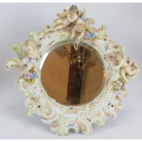 229 - A continental porcelain dressing table mirror with Putti decoration, a Beswick horse, a Staffordshir... 