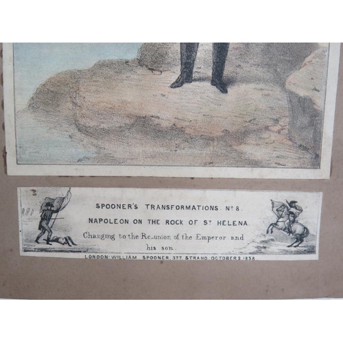 238 - Spooner's transformations No 8 lithograph titled Napoleon on The Rock of St Helena. Double sided lit... 