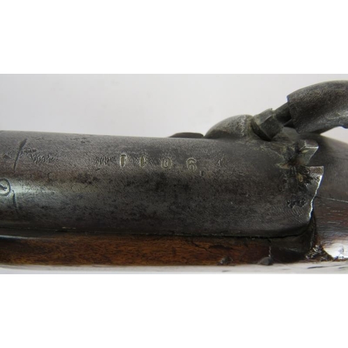 27 - A late 19th century 'Whitworth' style percussion rifle, Serial No 9011 with chased Indian markings t... 