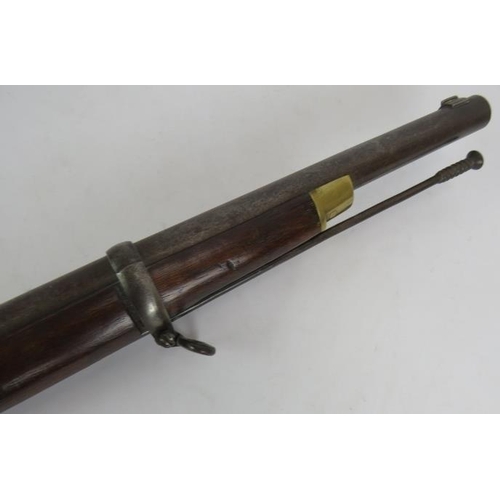 27 - A late 19th century 'Whitworth' style percussion rifle, Serial No 9011 with chased Indian markings t... 