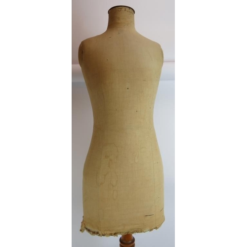 29 - A vintage 1930s female shop display mannequin on beech wood adjustable stand. Height 130cm. 
Conditi... 