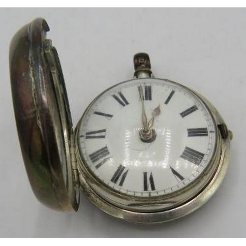 365 - A silver pair cased pocket watch, London 1862, Waddell Tenterden, c96404.
Condition report: Some sur... 