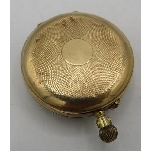 377 - A 14ct gold cased fob watch with blue enamelled numerals.
Condition report: Ring missing and surface... 