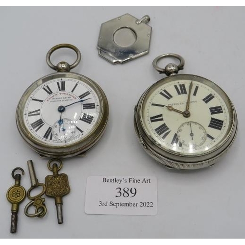 389 - A 'Railway Timekeeper' integral lever specially examined, silver cased pocket watch, Chester 1895, t... 